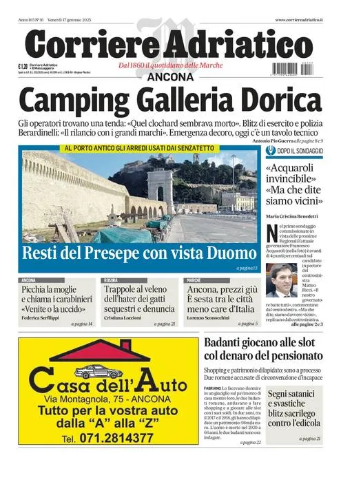 Prima-pagina-corriere adriatico-edizione-di-oggi-17-01-2025